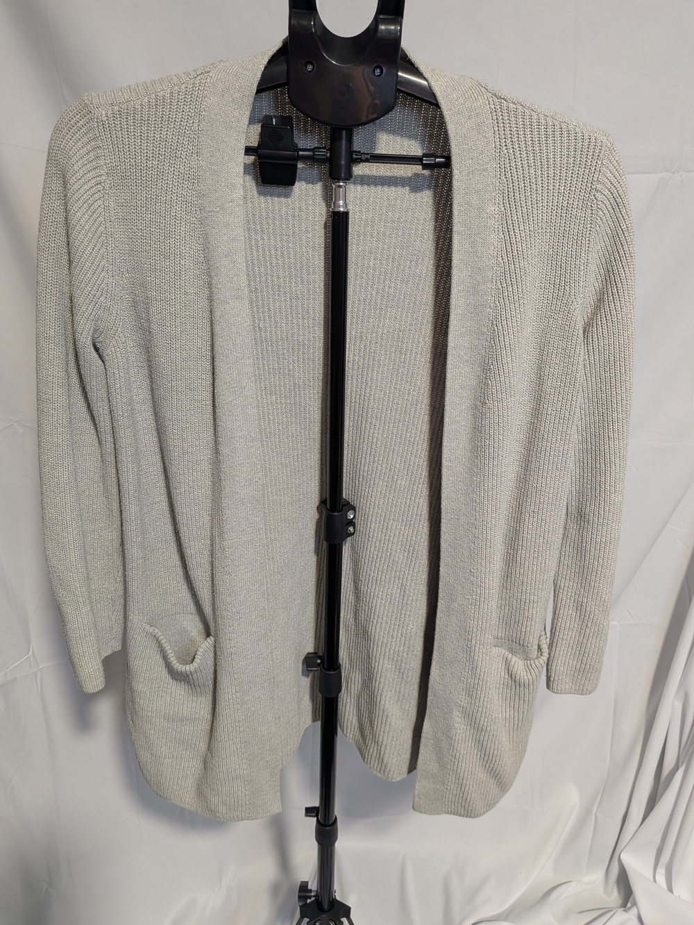 Old Navy Light Gray Open-Front Ribbed Cardigan